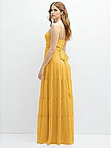 Rear View Thumbnail - NYC Yellow Modern Regency Chiffon Tiered Maxi Dress with Tie-Back