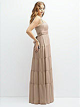 Side View Thumbnail - Topaz Modern Regency Chiffon Tiered Maxi Dress with Tie-Back