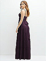 Rear View Thumbnail - Aubergine Modern Regency Chiffon Tiered Maxi Dress with Tie-Back