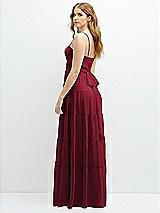 Rear View Thumbnail - Burgundy Modern Regency Chiffon Tiered Maxi Dress with Tie-Back