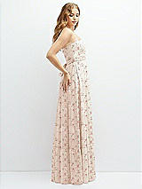 Side View Thumbnail - Coquette Floral Print Modern Regency Chiffon Tiered Maxi Dress with Tie-Back