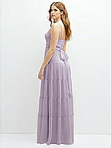 Rear View Thumbnail - Lilac Haze Modern Regency Chiffon Tiered Maxi Dress with Tie-Back