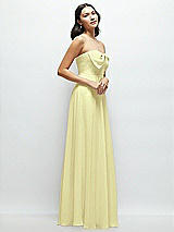 Side View Thumbnail - Butter Yellow Strapless Chiffon Maxi Dress with Oversized Bow Bodice