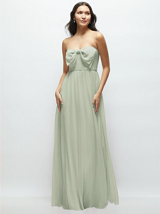 Strapless Chiffon Maxi Dress with Oversized Bow Bodice