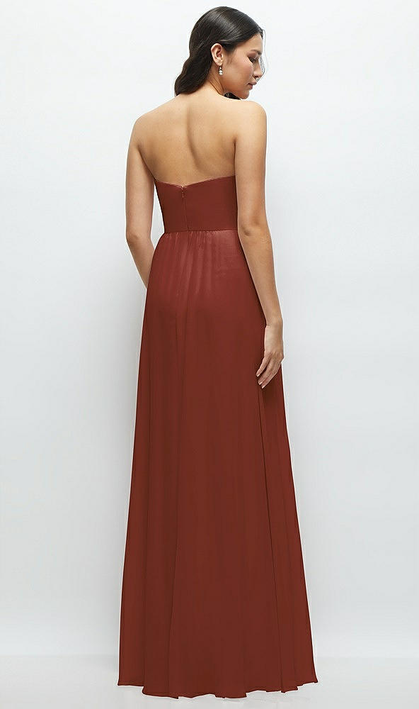 Back View - Auburn Moon Strapless Chiffon Maxi Dress with Oversized Bow Bodice