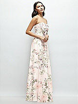 Side View Thumbnail - Blush Garden Strapless Chiffon Maxi Dress with Oversized Bow Bodice