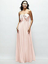 Front View Thumbnail - Blush Strapless Chiffon Maxi Dress with Oversized Bow Bodice