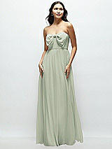 Front View Thumbnail - Celadon Strapless Chiffon Maxi Dress with Oversized Bow Bodice