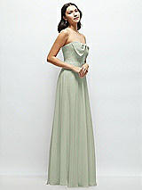 Side View Thumbnail - Celadon Strapless Chiffon Maxi Dress with Oversized Bow Bodice