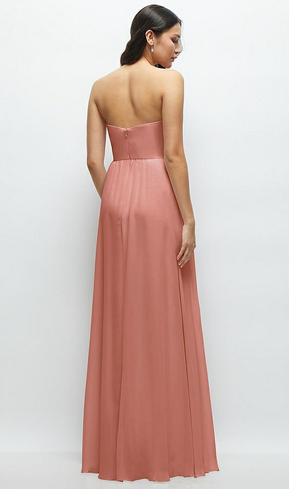 Back View - Desert Rose Strapless Chiffon Maxi Dress with Oversized Bow Bodice