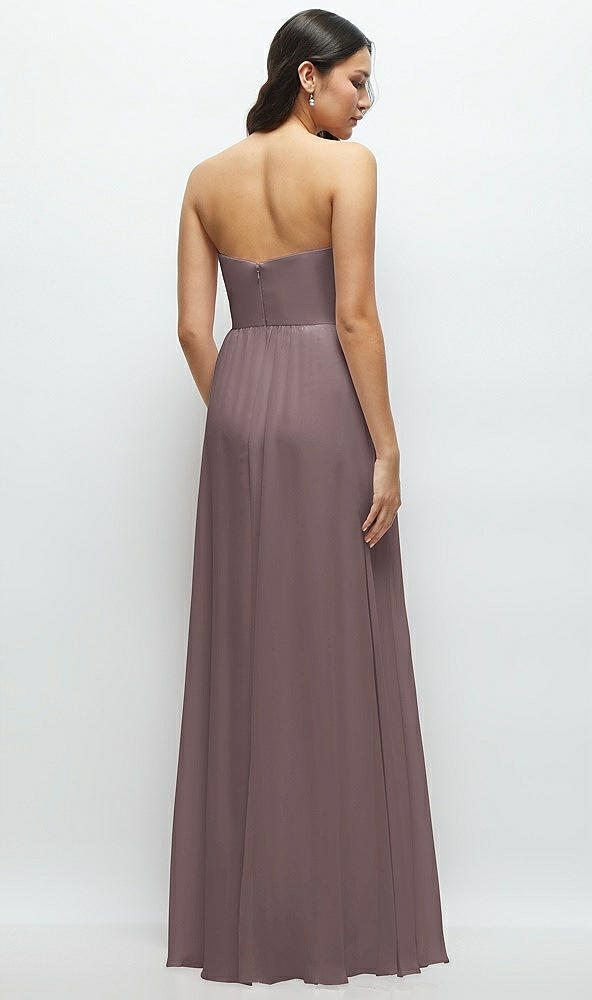 Back View - French Truffle Strapless Chiffon Maxi Dress with Oversized Bow Bodice