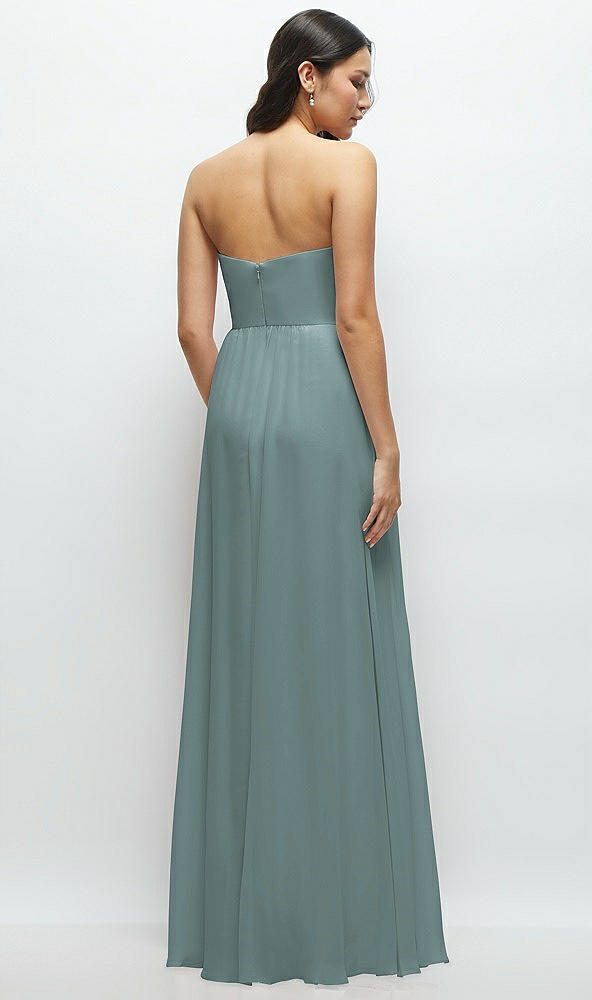 Back View - Icelandic Strapless Chiffon Maxi Dress with Oversized Bow Bodice