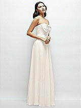 Side View Thumbnail - Ivory Strapless Chiffon Maxi Dress with Oversized Bow Bodice