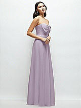 Side View Thumbnail - Lilac Haze Strapless Chiffon Maxi Dress with Oversized Bow Bodice