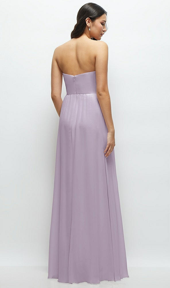 Back View - Lilac Haze Strapless Chiffon Maxi Dress with Oversized Bow Bodice