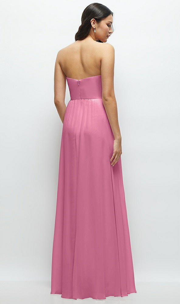 Back View - Orchid Pink Strapless Chiffon Maxi Dress with Oversized Bow Bodice