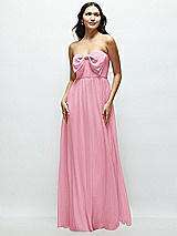 Front View Thumbnail - Peony Pink Strapless Chiffon Maxi Dress with Oversized Bow Bodice