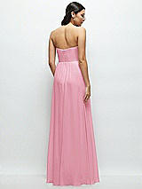 Rear View Thumbnail - Peony Pink Strapless Chiffon Maxi Dress with Oversized Bow Bodice