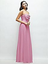 Side View Thumbnail - Powder Pink Strapless Chiffon Maxi Dress with Oversized Bow Bodice