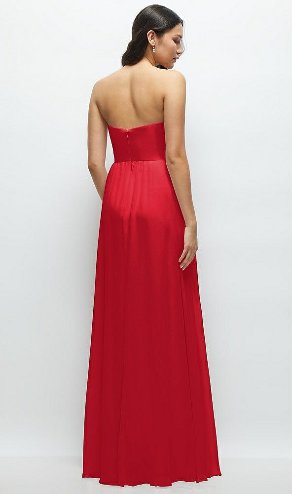 Back View - Parisian Red Strapless Chiffon Maxi Dress with Oversized Bow Bodice