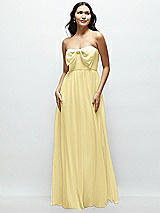 Front View Thumbnail - Pale Yellow Strapless Chiffon Maxi Dress with Oversized Bow Bodice