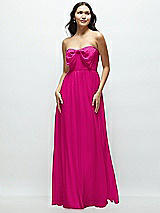 Front View Thumbnail - Think Pink Strapless Chiffon Maxi Dress with Oversized Bow Bodice