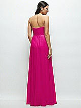 Rear View Thumbnail - Think Pink Strapless Chiffon Maxi Dress with Oversized Bow Bodice