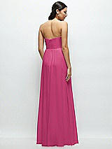 Rear View Thumbnail - Tea Rose Strapless Chiffon Maxi Dress with Oversized Bow Bodice