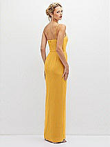 Rear View Thumbnail - NYC Yellow Sleek One-Shoulder Crepe Column Dress with Cut-Away Slit