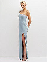 Side View Thumbnail - Mist Sleek One-Shoulder Crepe Column Dress with Cut-Away Slit