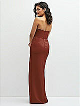 Rear View Thumbnail - Auburn Moon Sleek Strapless Crepe Column Dress with Cut-Away Slit