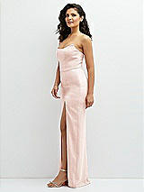 Side View Thumbnail - Blush Sleek Strapless Crepe Column Dress with Cut-Away Slit