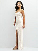 Side View Thumbnail - Ivory Sleek Strapless Crepe Column Dress with Cut-Away Slit