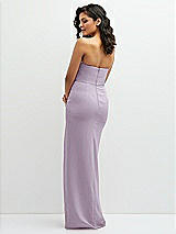 Rear View Thumbnail - Lilac Haze Sleek Strapless Crepe Column Dress with Cut-Away Slit