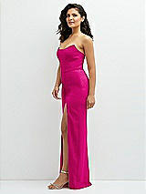 Side View Thumbnail - Think Pink Sleek Strapless Crepe Column Dress with Cut-Away Slit