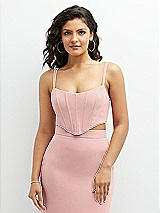 Front View Thumbnail - Rose - PANTONE Rose Quartz Crepe Mix-and-Match Midriff Corset Top 