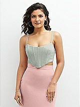 Front View Thumbnail - Willow Green Crepe Mix-and-Match Midriff Corset Top 