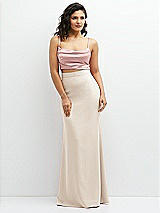 Front View Thumbnail - Oat Crepe Mix-and-Match High Waist Fit and Flare Skirt