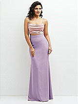 Front View Thumbnail - Pale Purple Crepe Mix-and-Match High Waist Fit and Flare Skirt