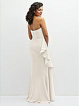 Rear View Thumbnail - Ivory Strapless Crepe Maxi Dress with Ruffle Edge Bias Wrap Skirt