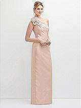 Side View Thumbnail - Cameo Oversized Flower One-Shoulder Satin Column Dress