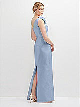 Rear View Thumbnail - Cloudy Oversized Flower One-Shoulder Satin Column Dress