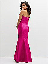 Rear View Thumbnail - Think Pink Strapless Satin Fit and Flare Dress with Crumb-Catcher Bodice