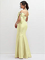 Rear View Thumbnail - Butter Yellow Off-the-Shoulder Bow Satin Corset Dress with Fit and Flare Skirt