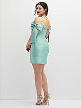 Alt View 4 Thumbnail - Coastal Satin Off-the-Shoulder Bow Corset Fit and Flare Mini Dress