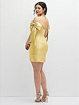 Alt View 4 Thumbnail - Maize Satin Off-the-Shoulder Bow Corset Fit and Flare Mini Dress