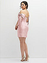 Alt View 4 Thumbnail - Ballet Pink Satin Off-the-Shoulder Bow Corset Fit and Flare Mini Dress