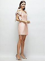 Side View Thumbnail - Cameo Satin Off-the-Shoulder Bow Corset Fit and Flare Mini Dress