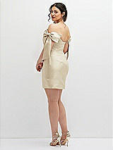 Alt View 4 Thumbnail - Champagne Satin Off-the-Shoulder Bow Corset Fit and Flare Mini Dress