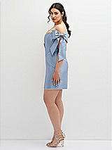 Alt View 3 Thumbnail - Cloudy Satin Off-the-Shoulder Bow Corset Fit and Flare Mini Dress